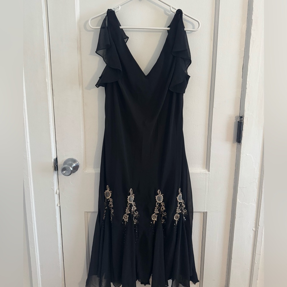 Black Formal Dress with Flower Details
